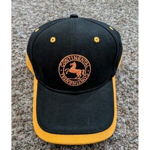 Continental Tires Racing Hat Black Yellow Pony Logo Strapaback OSFM Contitech‎
